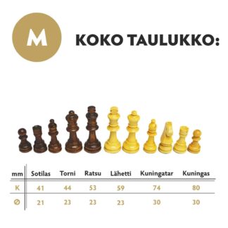 Puiset Shakkinappulat - kolme eri kokoa - M